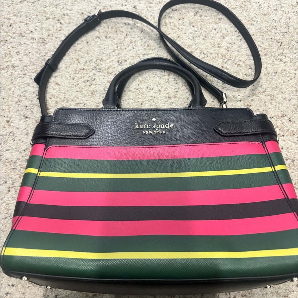 Kate Spade Black and Multicolor Striped Satchel